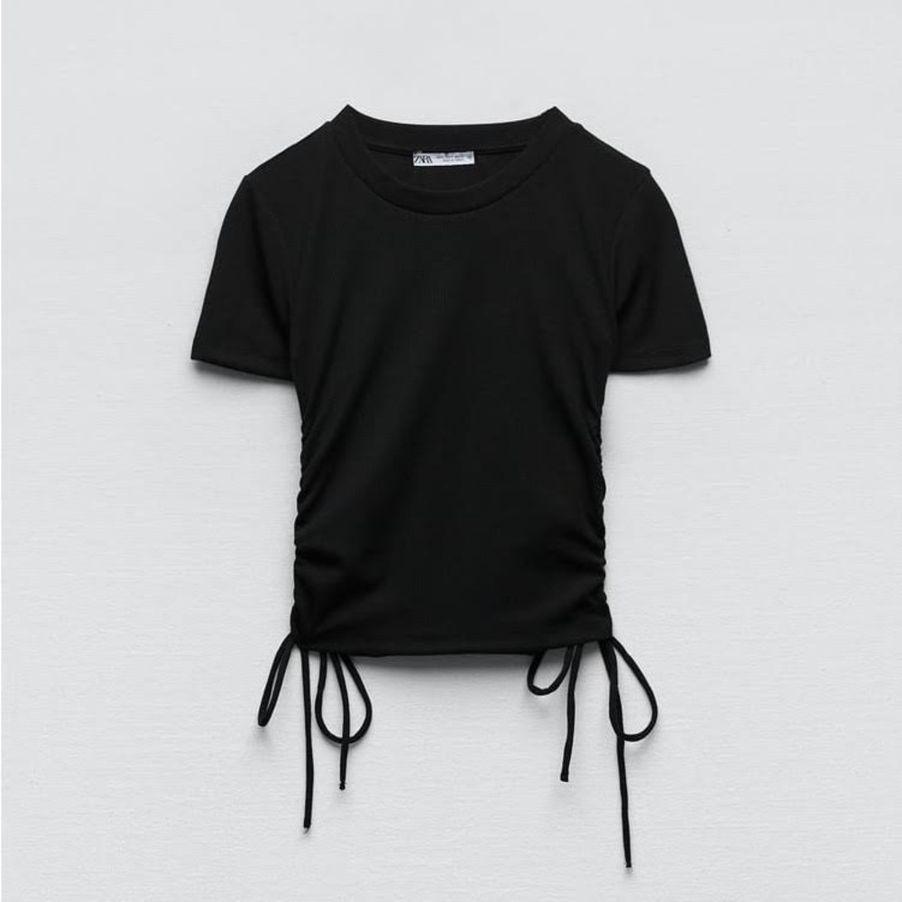 Zara Black Top Ruched Sides